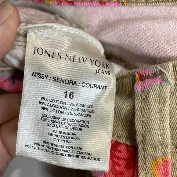 Jones New York Floral Ankle Pants - Pink and Tan - Picture 9 of 10